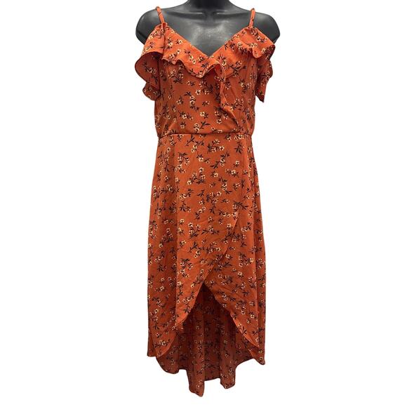 The‎ General Good Rylie hi low maxi dress burnt orange floral print lined PXS - Picture 1 of 8